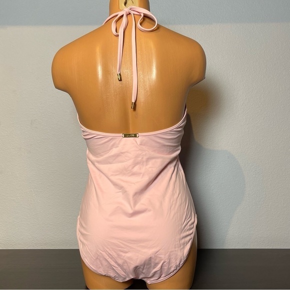 Nwt Michael Kors Deep V-Neck Pink Halter One Piece Swimsuit (SW15) - Picture 5 of 9
